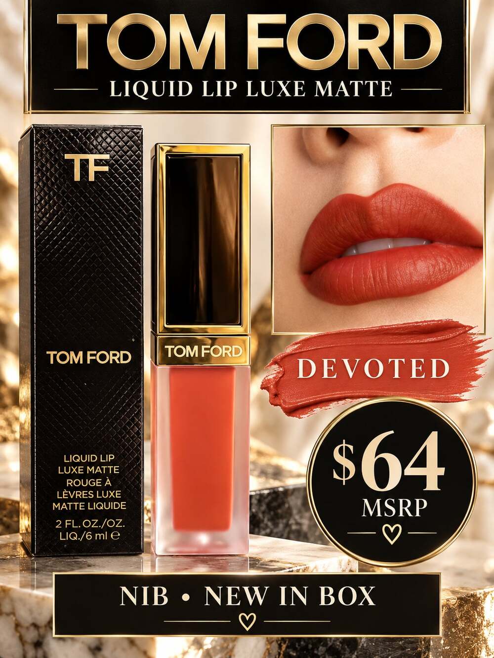 Tom Ford Liquid Lip Luxe Matte in Devoted NIB